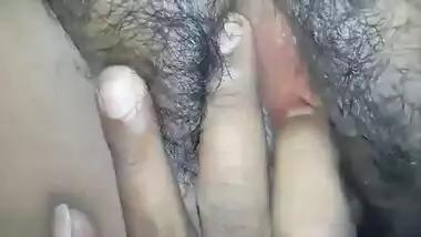 Desi indian milf with hairy pussy being fingered on clit