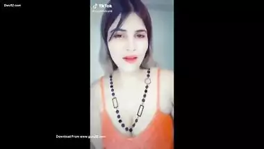 Beautiful girl cleavage show
