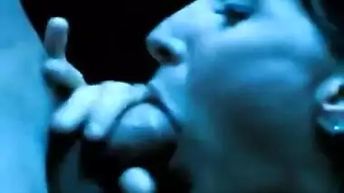 Erotic couple enjoys outdoor romantic sex under the full moon