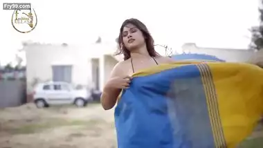 ARPITA MAKEOVER WITH BLUE SAREE AT BEACH RESORT