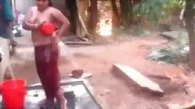 Spycam Catches Village Aunty Bathing Nude Outside - Voyeur 