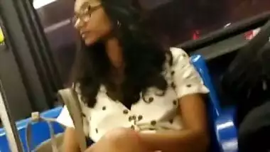 Cute skinny Indian guianesse girl nice legs on the bus