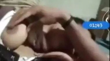 Guy reveals Desi girlfriend's tits to film porn video where he touches them