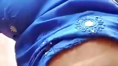Desi bhabhi in blue suit showing her hairy pussy