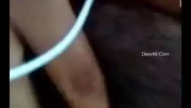 During the video call the Indian minx plays with tits and pussy