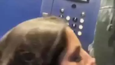Hot NRI Babe Sucking Dick in Lift Until Cum