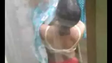 Girls outside bath and dress changing