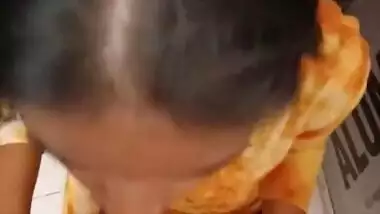 Desi salesgirl sucking dick inside the toilet