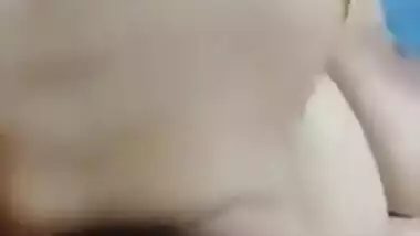 Big-boobed desi XXX girl fingering her hairy pussy on camera