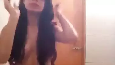 Beauty Teen Girl Strips Nude in bathroom