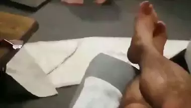 Cuckold sees his desi nude wife getting fucked by a servant