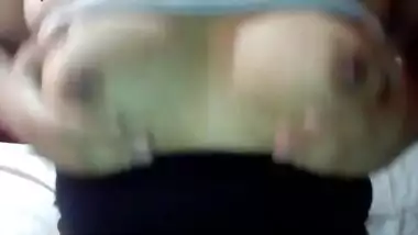 Busty indian babe shows big boobs and dark nipples