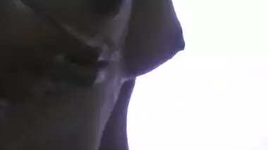 Village girl bathing and pressing boobs