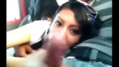 Beautiful Horny GF Sucking her BF Cock in a Car Scandal