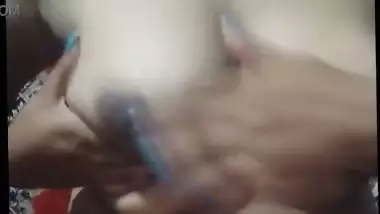 Indian Teacher slapping Hard on Her Boobs